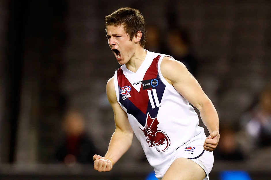 2016 TAC CUP Grand Final - Murray Bushrangers v Sandringham Dragons MELBOURNE, AUSTRALIA - SEPTEMBER 25: Hamish Brayshaw of the Dragons celebrates a goal during the TAC CUP Grand Final match between the Murray Bushrangers and Sandringham Dragons at Etihad Stadium on September 25, 2016 in Melbourne, Australia. (Photo by Darrian Traynor/AFL Media)